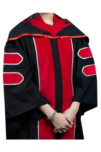 經典風琴式畢業袍設計     訂製紅色拼黑色畢業袍款式     盡顯畢業成果    畢業袍生產商    哲學碩士畢業袍    嶺南大學   DA495
